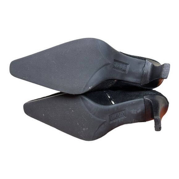 Unisa Black Suede Booties Women’s Size 6 Ankle Stiletto Heel Pointed Toe Zip - Picture 3 of 6